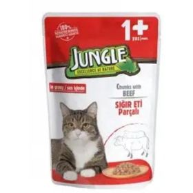 Jungle Pouch Gravy Soslu Biftekli 3x100 gr Konserve Kısırlaştırılmış Yaş Kedi Maması