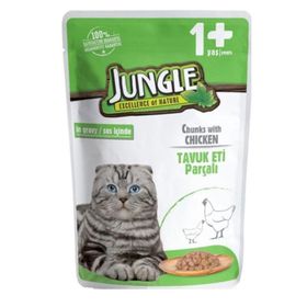 Jungle Pouch Gravy Soslu Karışık Paket Somon Tavuk Biftek 100 gr Konserve Kedi Maması