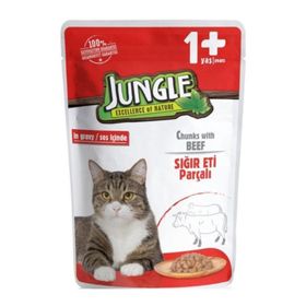 Jungle Pouch Gravy Soslu Karışık Paket Somon Tavuk Biftek 100 gr Konserve Kedi Maması