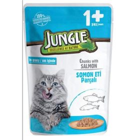 Jungle Pouch Gravy Soslu Karışık Paket Somon Tavuk Biftek 100 gr Konserve Kedi Maması
