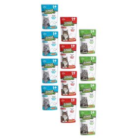 Jungle Pouch Gravy Soslu Karışık Paket Somon Tavuk Biftek Yaş 12x100 gr Kedi Maması