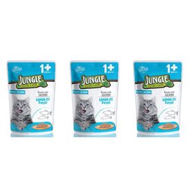 Jungle Pouch Gravy Soslu Somonlu 3x100 gr Konserve Yetişkin Kedi Maması