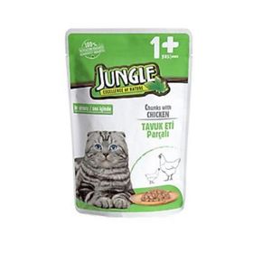 Jungle Pouch Gravy Soslu Tavuklu 24x100 gr Konserve Yetişkin Kedi Maması