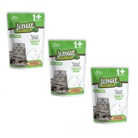 Jungle Pouch Gravy Soslu Tavuklu 3x100 gr Konserve Kedi Maması