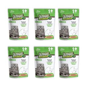 Jungle Pouch Gravy Soslu Tavuklu 6x100 gr Konserve Yetişkin Kedi Maması