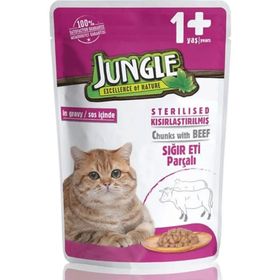 Jungle Pouch Kısırlaştırılmış Gravy Soslu Biftekli 100 gr Yaş Kedi Maması
