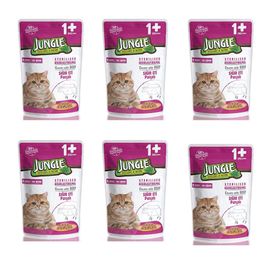 Jungle Pouch Sığır Eti Parçalı Kısırlaştırılmış 6x100 gr Kedi Konservesi