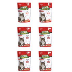 Jungle Pouch Sığır Eti Parçalı Soslu 6x100 gr Yetişkin Kedi Konservesi