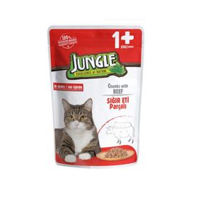 Jungle Pouch Sığır Eti Parçalı Soslu 6x100 gr Yetişkin Kedi Konservesi