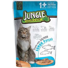 Jungle Pouch Somon Parçalı 6x100 gr Yetişkin Kedi Konservesi