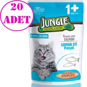 Jungle Pouch Somonlu Jelli 20x100 gr Kedi Yaş Maması