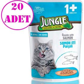 Jungle Pouch Somonlu Jelli 20x100 gr Kedi Yaş Maması
