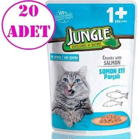 Jungle Pouch Somonlu Jelli 20x100 gr Kedi Yaş Maması