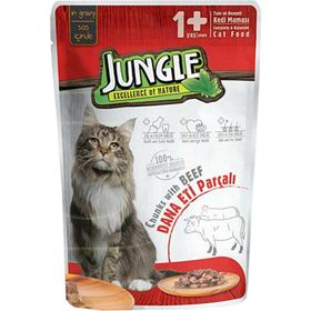 Jungle Pouch Soslu Dana Etli 32x100 gr Yaş Kedi Maması