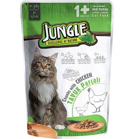 Jungle Pouch Tavuk Eti Parçalı Soslu 6x100 gr Yetişkin Kedi Konservesi