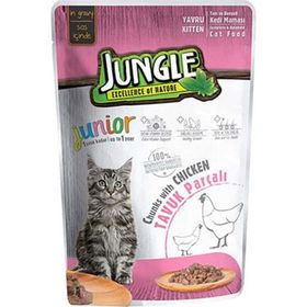 Jungle Pouch Tavuklu 22 Adet 1 Yaş Soslu Yavru Kedi Maması