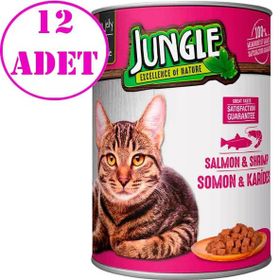 Jungle Somonlu Karidesli 12x415 gr Kedi Konserve