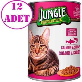 Jungle Somonlu Karidesli 12x415 gr Kedi Konserve
