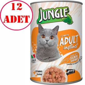 Jungle Somonlu Karidesli 12x415 gr Kedi Konserve