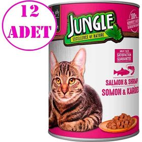 Jungle Somonlu Karidesli 12x415 gr Kedi Konserve