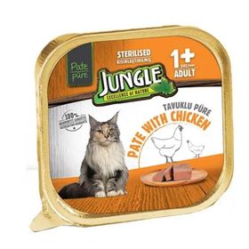 Jungle Tavuklu Kısırlaştırılmış Ezme 6x100 gr Kedi Konservesi