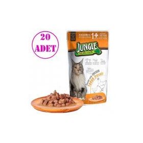 Jungle Tavuklu Soslu Pouch 20x100 gr Konserve Kısır Kedi Maması