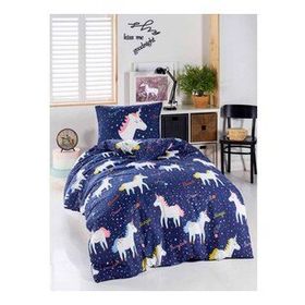 Junior MagicUnicorn Lacivert Tek Kişilik Nevresim Seti