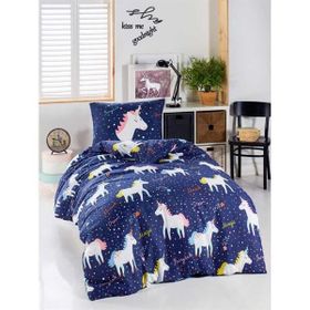 Junior MagicUnicorn Lacivert Tek Kişilik Nevresim Seti
