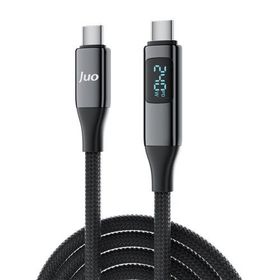 Juo 1.25 mt 240W USB 3.1 GeN2 10 GBPS E-Mark Çipli Led Display 4K 60 Hz Görüntü ve Type-C Hızlı Şarj Kablosu