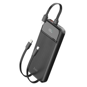 Juo 10000 mAh 22.5W Led Ekranlı Lightning ve Type-C Siyah Kablolu Powerbank Taşınabilir Hızlı Şarj