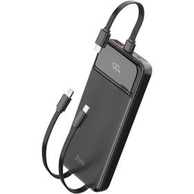 Juo 10000 mAh 22.5W Led Ekranlı Lightning ve Type-C Siyah Kablolu Powerbank Taşınabilir Hızlı Şarj