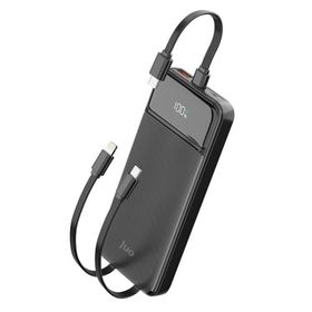 Juo 10000 mAh 22.5W Led Ekranlı Lightning ve Type-C Siyah Kablolu Powerbank Taşınabilir Hızlı Şarj