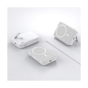 Juo 10000 mAh MagSafe Beyaz Powerbank Standlı PD20W Taşınabilir Kablosuz Hızlı Şarj Cihazı