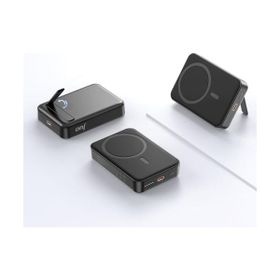 Juo 10000 mAh MagSafe Powerbank Standlı PD20W Siyah Taşınabilir Kablosuz Hızlı Şarj Cihazı