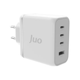 Juo 100W 4 Portlu USB-C + USB-A GaN iPhone ve Macbook ve Notebook Uyumlu PD Type-C Beyaz Hızlı Şarj Cihazı