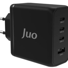 Juo 100W 4 Portlu USB-C + USB-A GaN iPhone ve Macbook ve Notebook Uyumlu PD Type-C Siyah Hızlı Şarj Cihazı