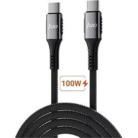 Juo 100W 5A E-Mark Çipli PD Type-C to Type-C 2 mt Örgülü Hızlı Şarj ve Data Kablosu