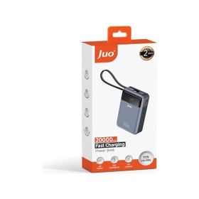 Juo 20.000 mAh 65W Led Ekranlı USB-A Type-C Kablolu Taşınabilir Hızlı Şarj Cihazı Powerbank