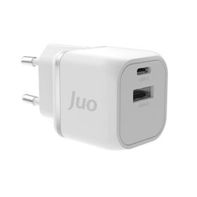 Juo 20W GaN USB-C + USB-A iPhone ve iPad ve Android Uyumlu PD QC4.0 Type-C Beyaz Hızlı Şarj Cihazı