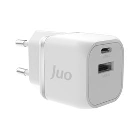 Juo 20W GaN USB-C + USB-A iPhone ve iPad ve Android Uyumlu PD QC4.0 Type-C Beyaz Hızlı Şarj Cihazı