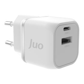 Juo 20W GaN USB-C + USB-A iPhone ve iPad ve Android Uyumlu PD QC4.0 Type-C Beyaz Hızlı Şarj Cihazı