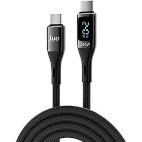 Juo 240W Dijital Led Ekranlı E-Mark Çipli PD 3.1 USB Type-C to Type-C 1 mt Hızlı Şarj ve Data Kablosu