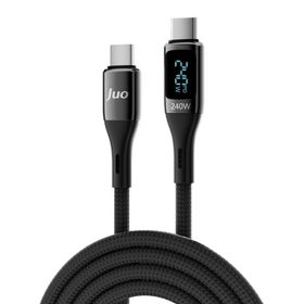 Juo 240W Dijital Led Ekranlı E-Mark Çipli PD 3.1 USB Type-C to Type-C 1 mt Hızlı Şarj ve Data Kablosu