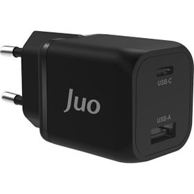 Juo 35W GaN USB-C + USB-A iPhone ve iPad ve Samsung PPS Uyumlu PD QC4.0 Type-C Siyah Hızlı Şarj Cihazı