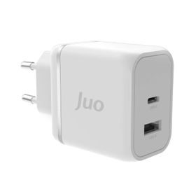 Juo 45W GaN USB-C + USB-A iPhone ve iPad ve Macbook ve Samsung Uyumlu PD Type-C Beyaz Hızlı Şarj Cihazı