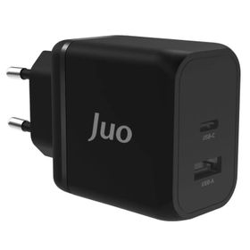 Juo 45W GaN USB-C + USB-A iPhone ve iPad ve Macbook ve Samsung Uyumlu PD Type-C Siyah Hızlı Şarj Cihazı
