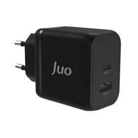 Juo 45W GaN USB-C + USB-A iPhone ve iPad ve Macbook ve Samsung Uyumlu PD Type-C Siyah Hızlı Şarj Cihazı