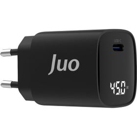 Juo 45W GaN USB-C + USB-A iPhone ve iPad ve Macbook ve Samsung Uyumlu PD Type-C Siyah Hızlı Şarj Cihazı