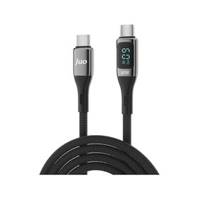 Juo 60W 2 mt USB Type-C to Type-C Dijital Led Ekranlı Örgülü Hızlı Şarj ve Data Kablosu