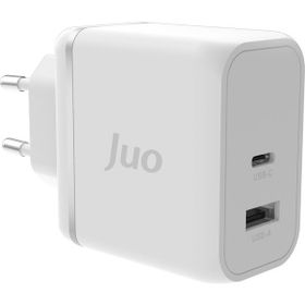 Juo 65W GaN USB-C + USB-A iPhone ve iPad ve Macbook ve Notebook Uyumlu PD Type-C Beyaz Hızlı Şarj Cihazı